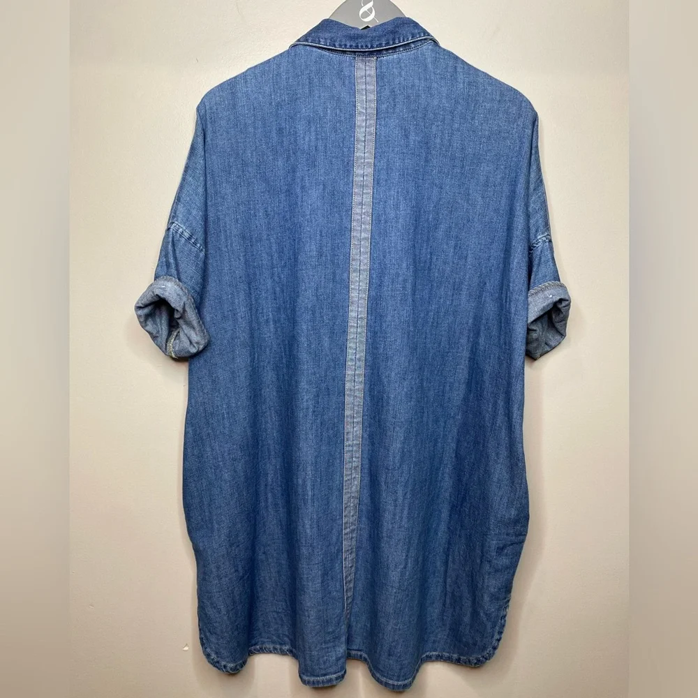 Guess Longline Button Down Denim Tunic. - Picture 7 of 8